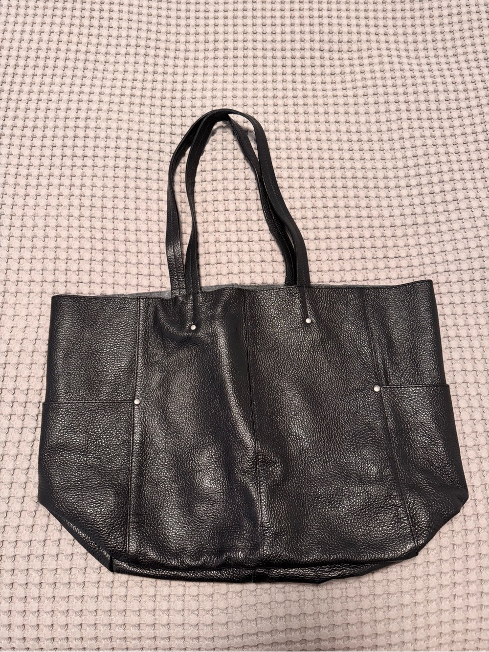 Slouchy Black Leather Tote Bag
